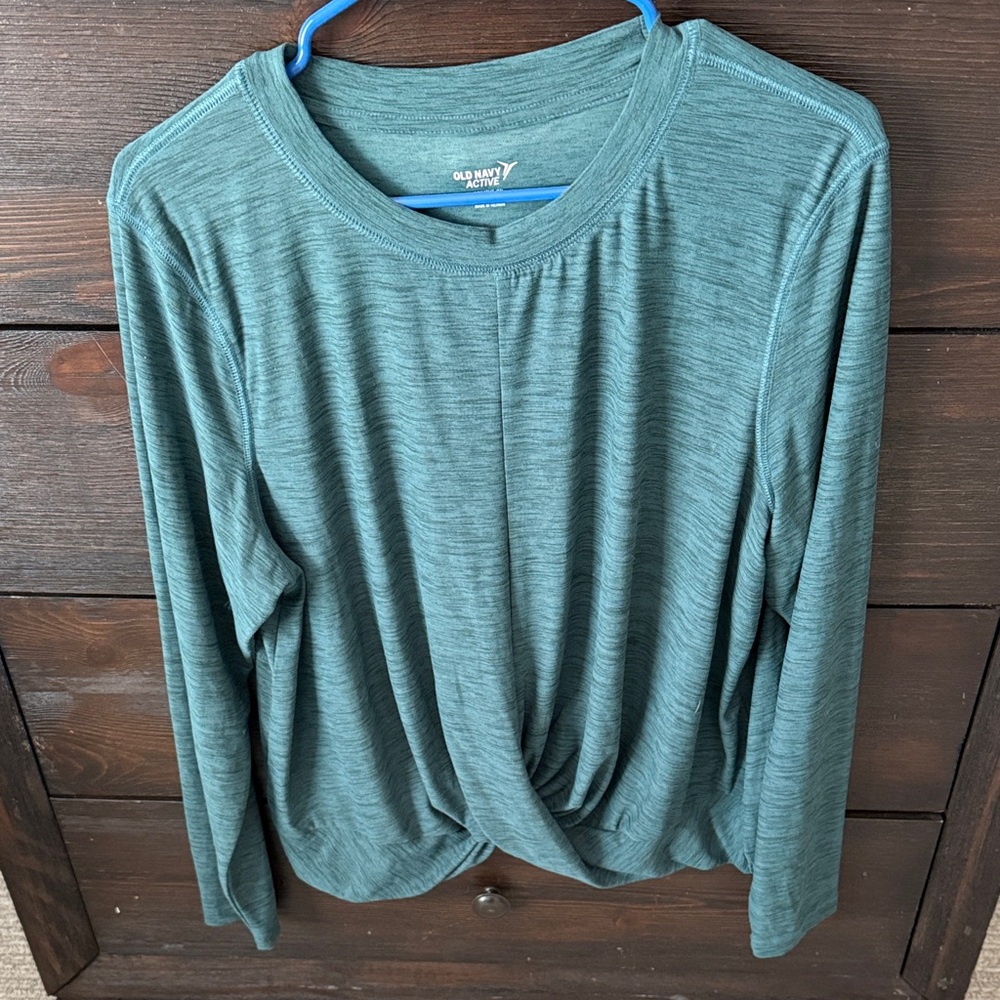 Old Navy Teal Long Sleeve Twist Top